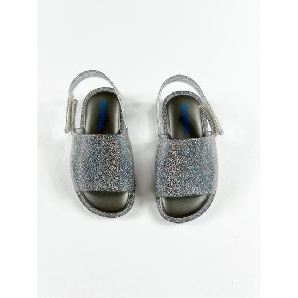 NEW Mini Melissa Mini Mia + Fabula II Sparkle Silver Jelly Sandals 6 toddler - Picture 2 of 7